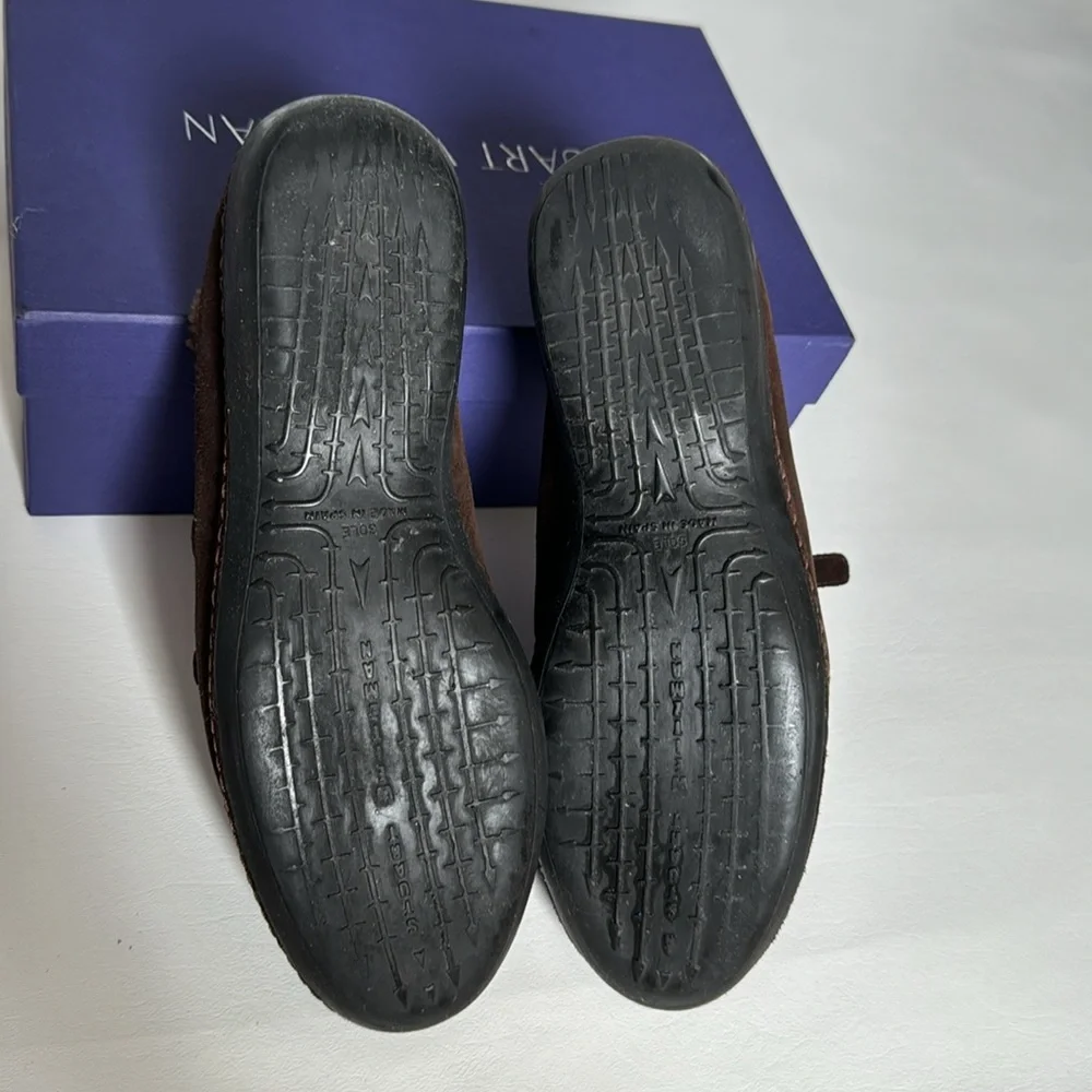 Stuart Weitzman Shoes 7.5 M Sherpa Trimmed Slip On  Brown Suede buckles - Picture 5 of 8